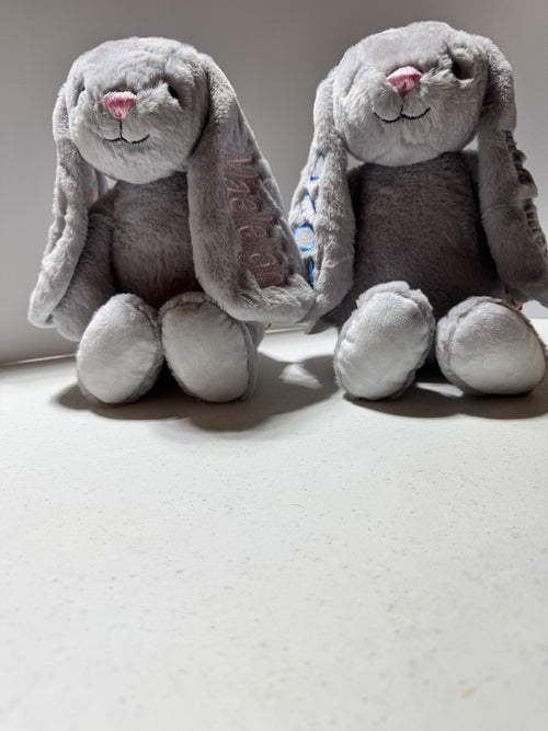 15" Grey Easter Bunny w/Embroiderable Ears